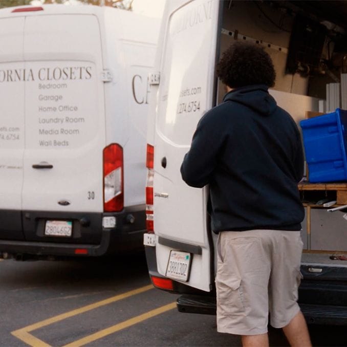 Van fleets for professional installers, housing their materials and tools for client projects with California Closets